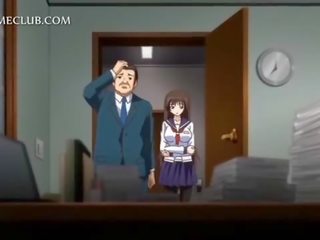 Anime gadis dalam sekolah pakaian seragam meniup besar zakar/batang