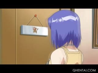 Tiener hentai pop het nemen een groot dildo omhoog in haar klein kut