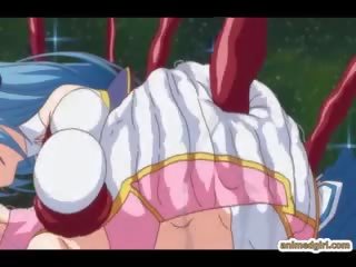 Tehotné anime prichytené a cvičené všetko diera podľa tentacles mons