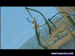3d animert tegnefilm ludder røff knullet av snake monster