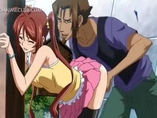 Hentai sweetie gets cunt and susu grabbed from her back