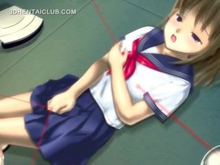Anime hezká v školní jednotný masturbuje kočička