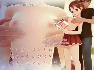 Herkkä anime tyttö riisuttu varten seksi ja tiainen kiusoitteli