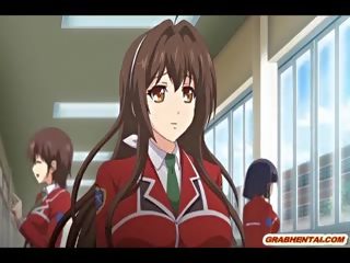 Busty Japanese Hentai Schoolgirl Standing Fucked And Creampi