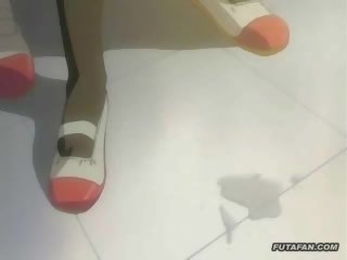 Aranyos hentai anime futagirl -val hatalmas terhelés a elélvezés