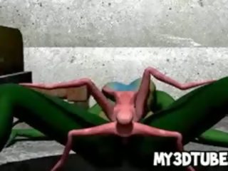 3d verde alien consiguiendo follada duro por un spider