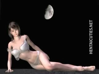 Quente 3d anime miúda pose em dela lingerie
