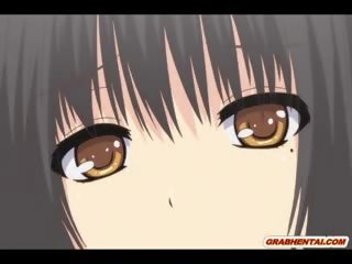 Japoneze anime nxënëse merr squeezing të saj cica dhe gisht