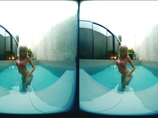 3d-vr vid - bionda asiatico con grande tette in piscina